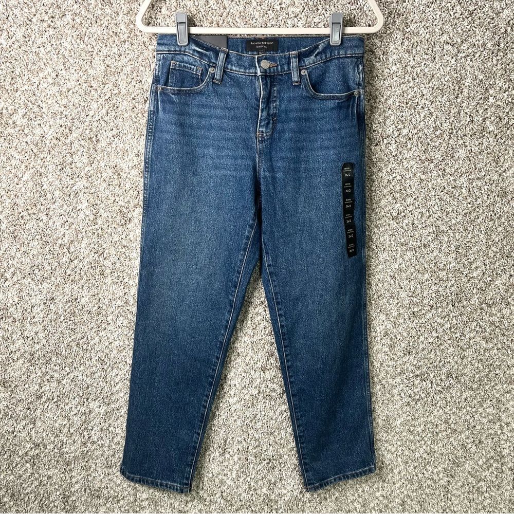 Banana Republic‎ Jeans Women’s 2P Dark Denim Blue Wash Slouch Straight Leg NWT